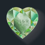Presse-papiers Emerald Watercolor Heart 55e anniversaire du Maria<br><div class="desc">Ce design a été créé à partir d'une de mes aquarelles peintes à la main. Personnalisez cette création avec le monogramme de votre couple pour un cadeau délicieux et sincère qui est parfait pour n'importe quelle occasion, que ce soit la Saint-Valentin enchanteresse ou la célébration chère de votre anniversaire de...</div>