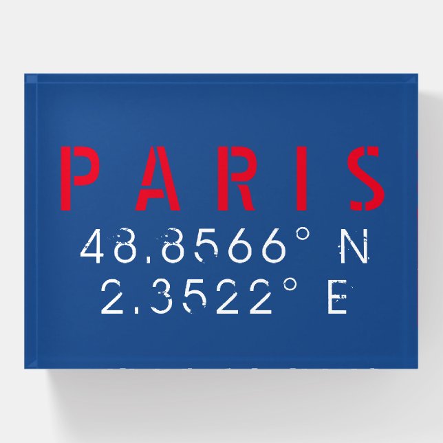 Presse-papiers Paris Latitude & Longitude (Devant)