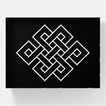 Symbole du nœud sans fin blanc sur fond noir