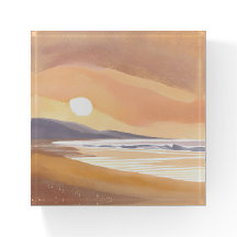 Yellow Sunset Shore | Watercolor Airy Painting