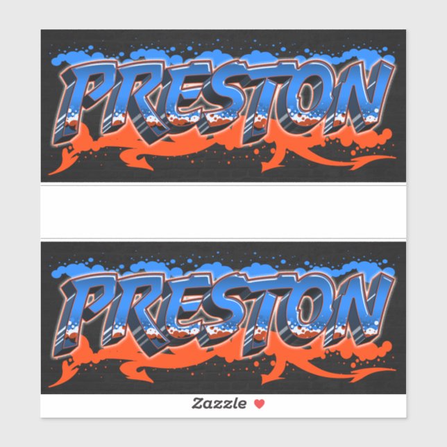 Preston Prénom Nom Graffiti Autocollants (Feuille)