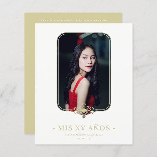 Presupuesto Mis XV dentelle Flourid Golden Photo E (Devant / Derrière)