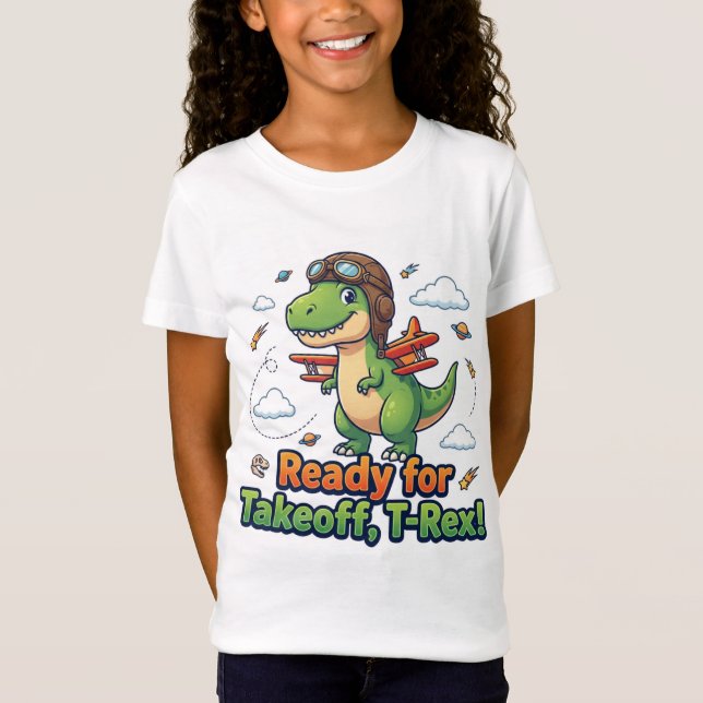 Prêt à Décoller T-Shirt T-Rex Dinosaure Mignon |  (Devant)