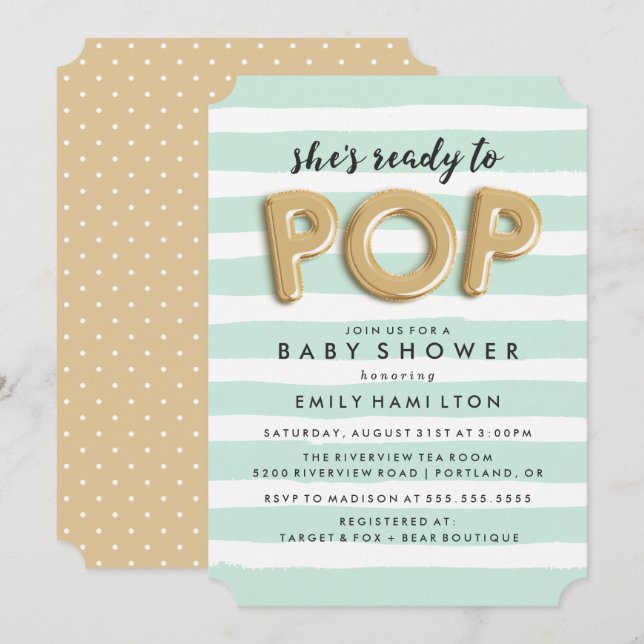 Prêt à éclater | Invitation à une baby shower (Devant / Derrière)