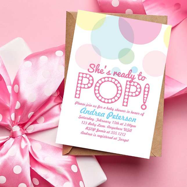 Prêt à lancer une invitation au Baby shower pop (Créateur téléchargé)