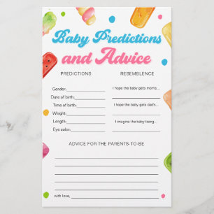 Prêt à pop Baby shower Baby Predictions Jeu