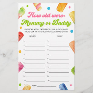 Prêt à pop Baby shower Devinez le jeu de l'âge