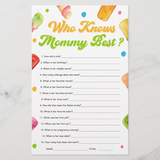 Prêt à pop Baby shower qui connaît maman meilleur  (Devant)
