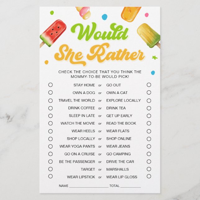 Prêt à Pop Baby shower Voudrait-elle Plaire jeu (Devant)