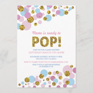 Prêt à pop Genre Reveale Baby shower Or Invitation