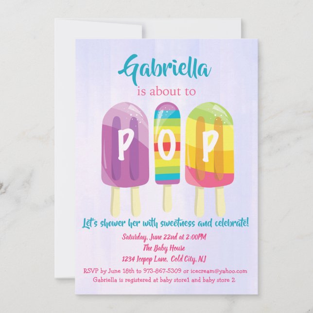 Prêt À POP Ice Pops Baby shower Invitation (Devant)