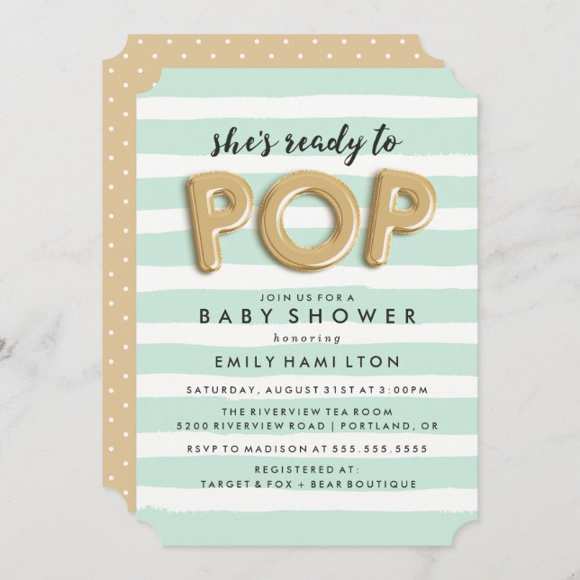 Prêt À Pop | Invitation baby shower (Devant / Derrière)