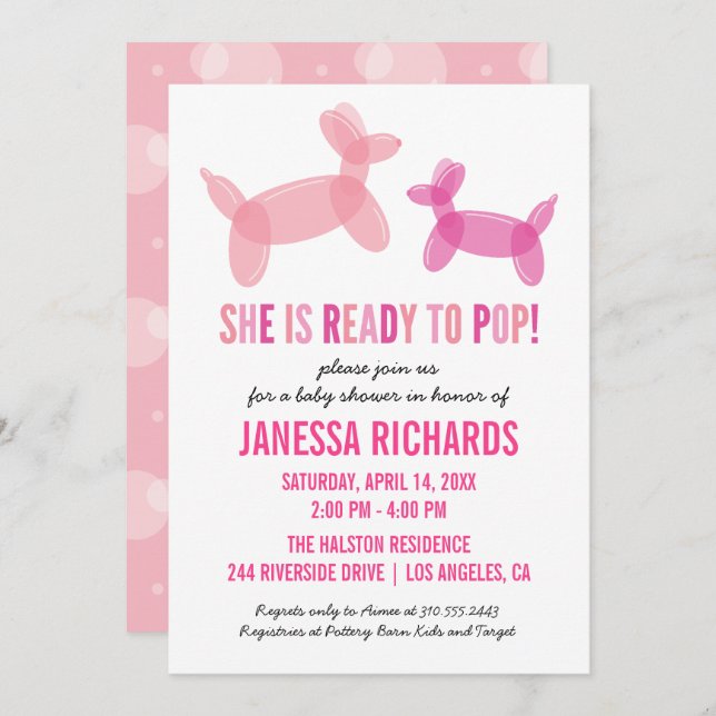 Prêt à pop stylish Girl Baby Shower Invitations (Devant / Derrière)