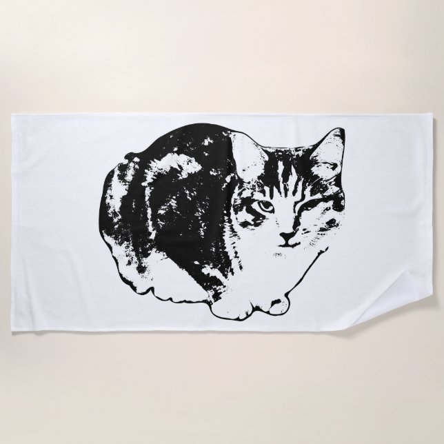 Prêt à rebondir serviette de plage Cat Ink (Devant)