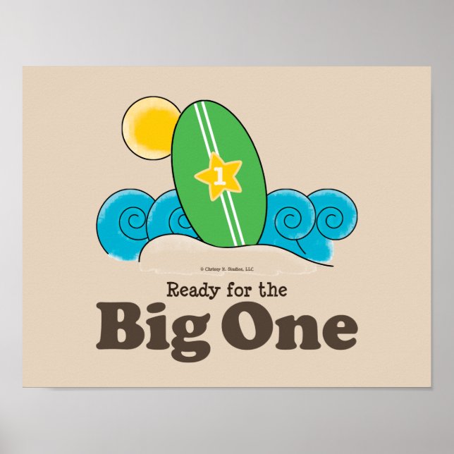 Prêt Pour Le Big One Surfboard Surf Poster Print (Devant)