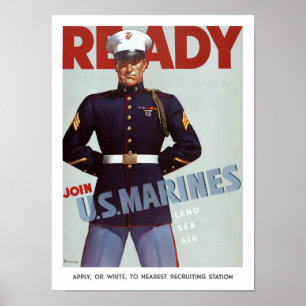 Prêt Rejoignez les Marines des États-Unis Poster m