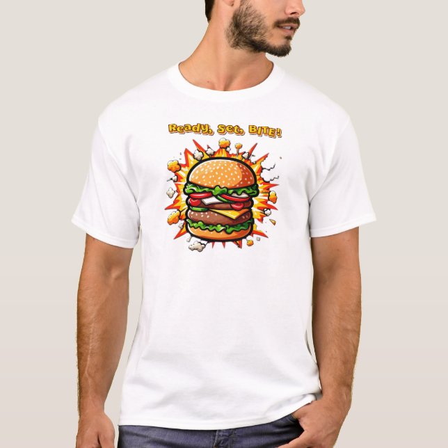 Prêt, Set, Bite burger T-shirt (Devant)