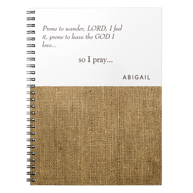 Prête à errer Burlap Journal de prière personnalis (Devant)