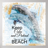 Prétendre être à la plage | Poster dauphin