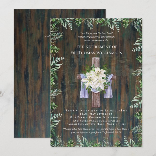 Prêtre Pasteur diacre Ministre Lys de retraite (Devant / Derrière)