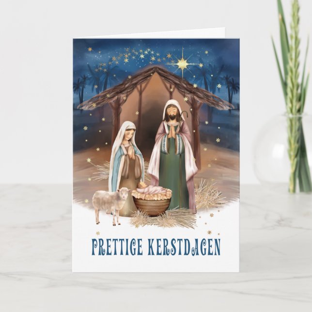 Prettige Kerstdagen. Carte de la crèche en néerlan (Devant)