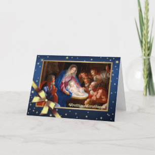 Prettige Kerstdagen. Carte de la crèche en néerlan
