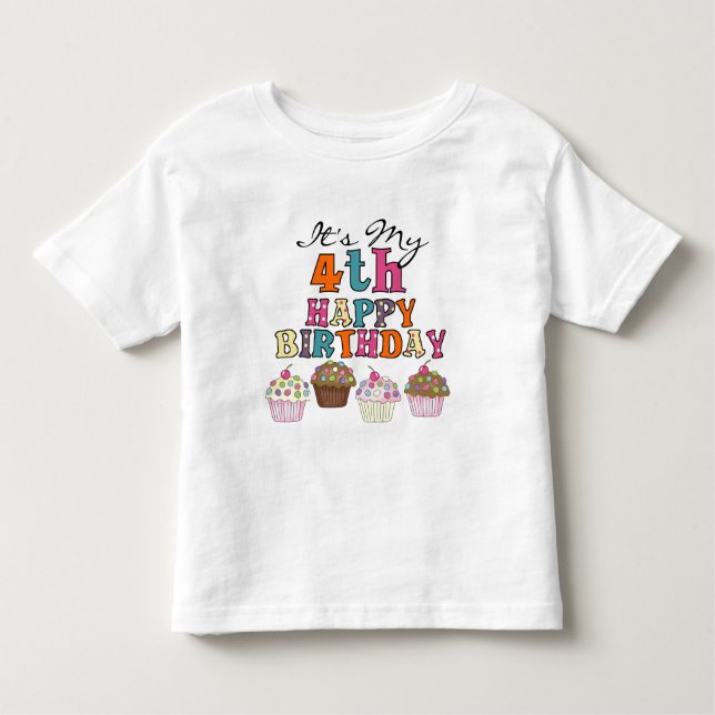 Pretty Cupcakes 4th Birthday Tshirts and Gifts (Devant)