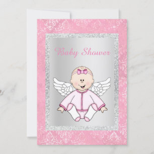 PRETTY DEUX TONE ANGEL BABY SHOWER INVITATION