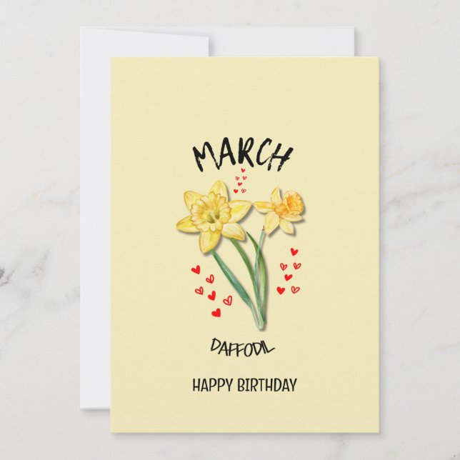 Pretty MARCH Mois de naissance DAFFODIL Carte d'an (Devant)