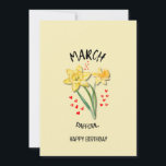 Pretty MARCH Mois de naissance DAFFODIL Carte d'an<br><div class="desc">JEUNE ANNIVERSAIRE Fleur du mois de naissance de PrettyMARCH avec TEXTE PERSONNALISABLE. Le design montre un affichage floral de DAFFODILS pour ceux qui ont des anniversaires de MARS. Ajoutez votre nom, votre salutation ou tout autre texte à l'avant et personnalisez votre message à l'envers. Ce mois de naissance fleur CARTE...</div>