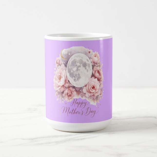 Pretty Mauve Moon Floral Mug 15oz – Gift for Mom (Centre)