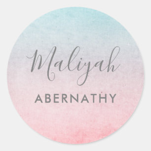 Pretty Pastel Aquarelle Nom de l'école Étiquette C