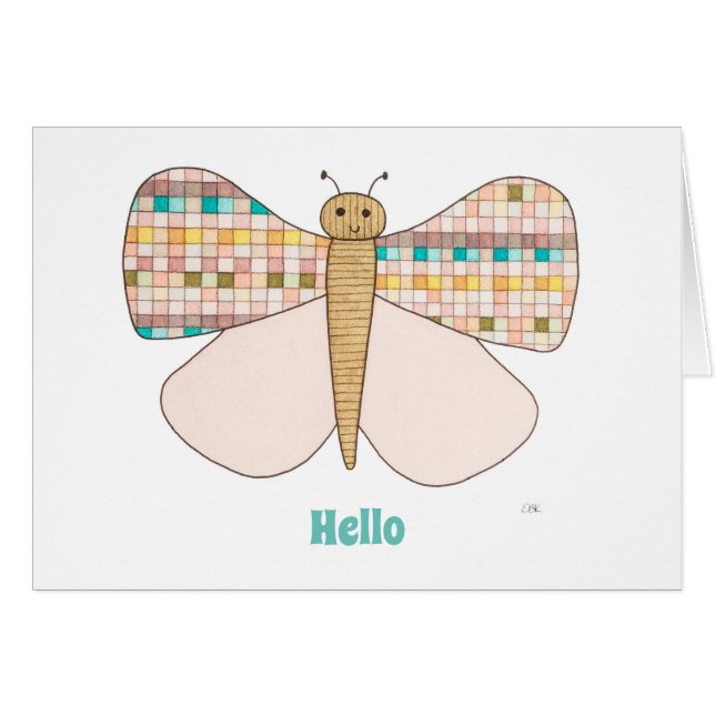 Pretty Pastel Butterfly Art Notecard-Erin Brie Art (Devant horizontal)