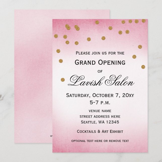 Pretty Pink Grand Ouverture Invitation (Devant / Derrière)