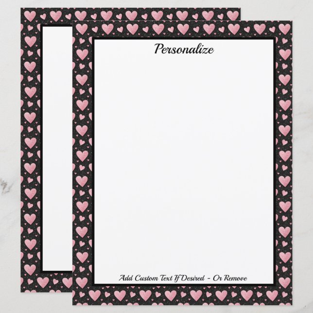Pretty Pink Hearts on Black Personalized (Devant / Derrière)