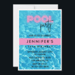 Pretty Pink Pool Party 34e anniversaire invitation<br><div class="desc">Pretty Pink Pool Party 34e anniversaire invitations</div>