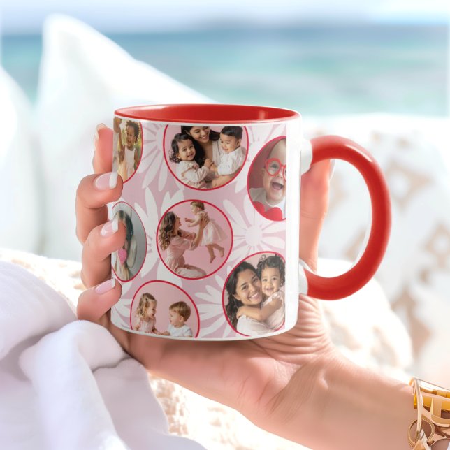 Pretty pink & Red Floral Photo Mug (Créateur téléchargé)