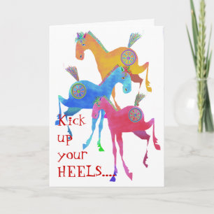 Pretty Ponies Carte d'anniversaire rouge