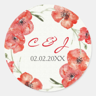 Pretty Red Poppies stickers de mariage floral