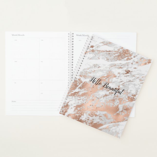 Pretty Rose Gold White Glitzy Marble (Devant avec enveloppe)