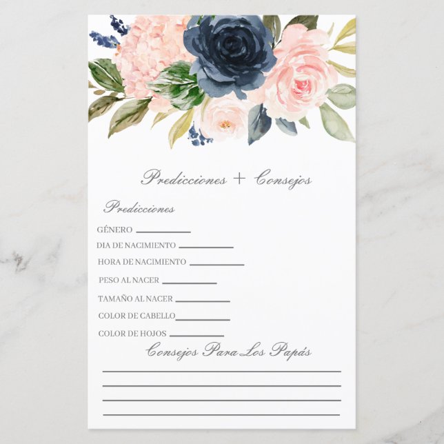 Prévisions de baby shower en espagnol (Devant)