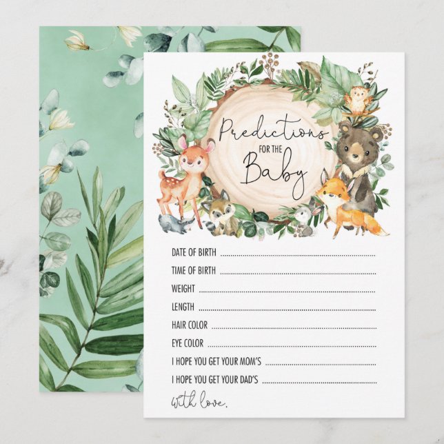 Prévisions Woodland pour la carte de jeu Baby show (Devant / Derrière)