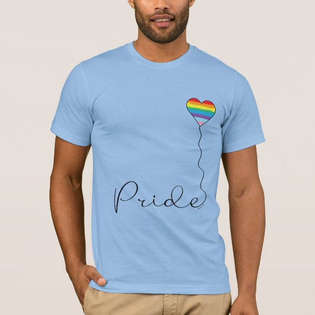 PRIDE Arc-en-ciel LGBTQIA Coeur Bleu T-shirt (Devant)
