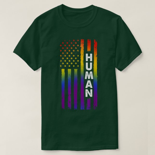 Pride Mois T-shirt HUMAIN LGBT Drapeau Gay Transge (Design devant)