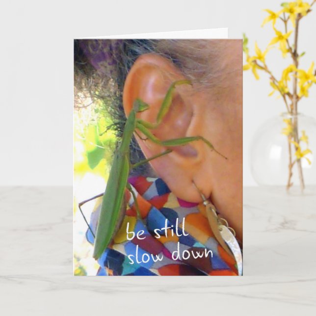 Prier Mantis - être tranquille, ralentir - carte (Fleur jaune)