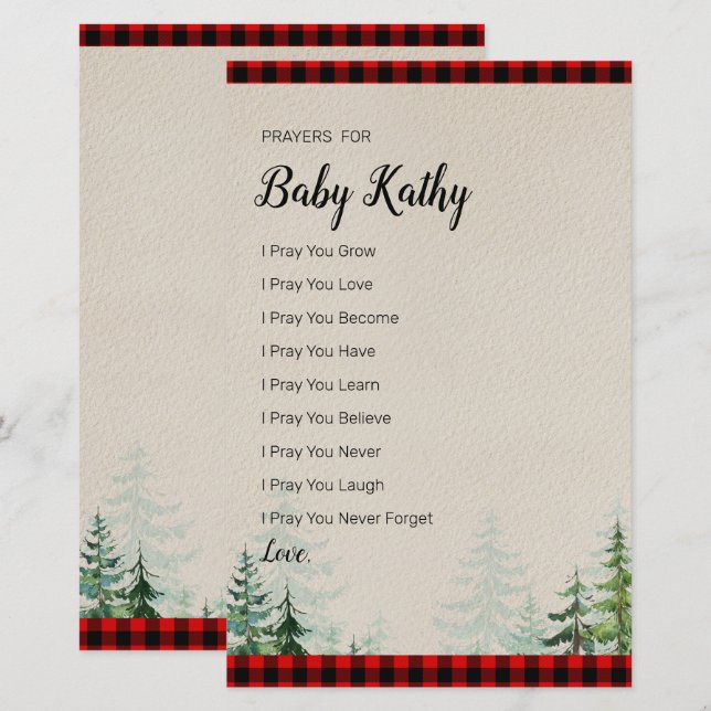 Prier rouge de bûcheron pour bébé (Devant / Derrière)