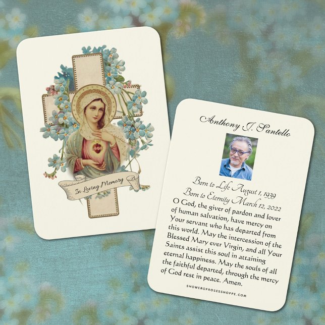 Prière commémorative funéraire catholique Carte Sa (Traditional Catholic Funeral Memorial Prayer Card)