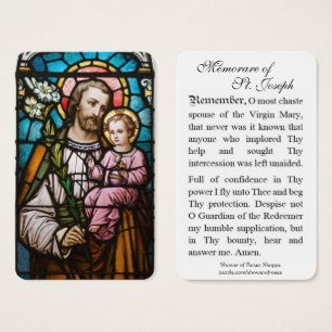 Prière commémorative Saint Joseph & Jésus Carte Sa