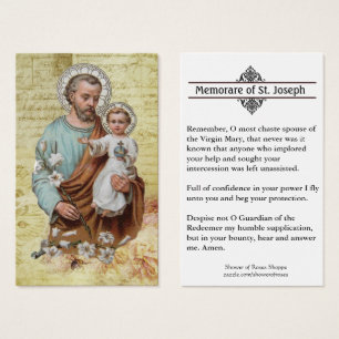 Prière commémorative Saint Joseph & Jésus Carte Sa