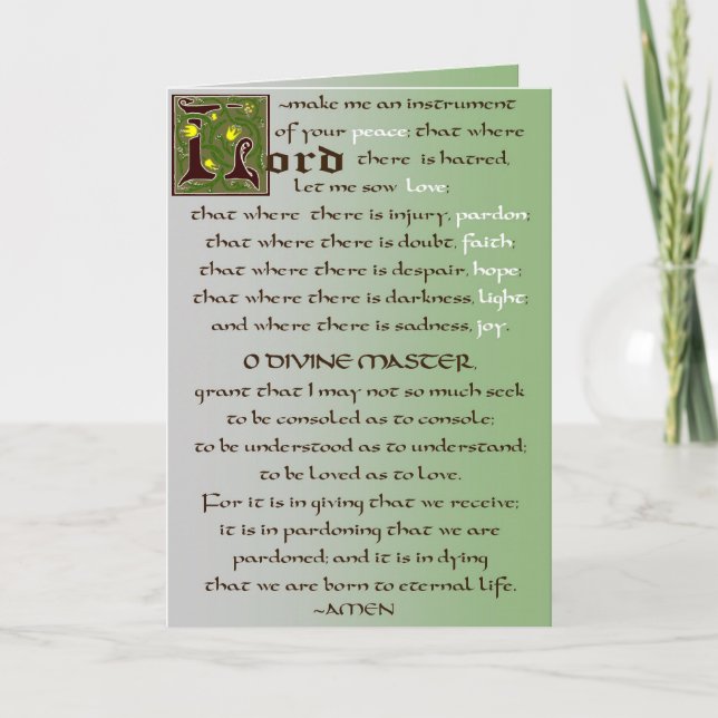 Prière de carte de catholique de St Francis (Devant)